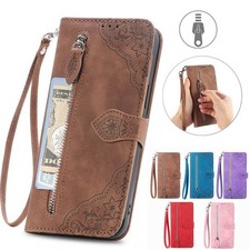 Flip Zip Flower Leather Wallet Cover Case For S26 S25 FE S23 S24 S21 S20 S22 picture