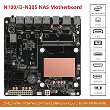 Intel i3-N305/N355/N100/N150 6-Bay NAS Motherboard 4xi226-V2.5G 2*NVMe 6*SATA3.0 picture