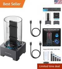 Portable M.2 NVMe SATA Enclosure - 10Gbps Data Transfer with Cooling Fan picture