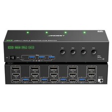 KVM Switch 3 Monitors 4 Computers 4K@60Hz EDID Simulation, 2 HDMI+Displayport picture