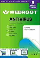 🔥 Webroot Antivirus 2026 | 2 YRS for 5 PC/MAC | Digital Key ONLY  (no CD) picture