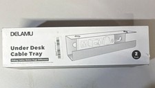 DELAMU Adjustable Reusable Cable Tray 2 Pack White Plastic Under Desk Organizer picture