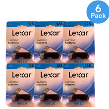 Lexar JumpDrive TwistTurn2 128GB USB 2.0 Flash Drive 6 Pack New picture