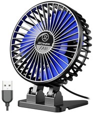 JZCreater USB Desk Fan, Mini Portable Fans, 3 Speeds 4.1 inches, Black Blue picture