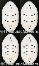 (4) 6 Outlet Electrical Socket Adapter Cover Oval 6-Way Wall Plug Power Splitter picture