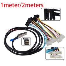 100cm/200cm SFF-8644 to 4X SFF-8482 Mini SAS Internal HD w/IDE Power Cable 1M/2M picture