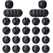 Cable Clips,24 Pack Black Adhesive Cord Holders,Ideal Cords for Organizing Cable picture