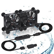 Dual 80mm Cooling Fan - 10-Speed USB 5V/DC 12V Power, IPX5 Waterproof for Tablet picture