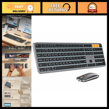 Backlit Bluetooth Keyboard & Mouse Combo for Mac - Space Gray, Wireless, Ergonom picture