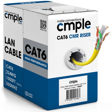 Cat6 Riser Ethernet Cable 1000ft CMR Solid 23AWG UTP 550MHz In-Wall Pull Box picture
