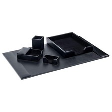 Black Bonded Leather 5-Piece Desk Set picture