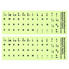 Spanish Keyboard Stickers Glow in the Dark, 2pcs Keyboard Cover, Black picture