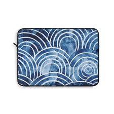 Blue Abstract Circles Laptop Sleeve, Stylish Computer Case, Tech Accessory Gift picture