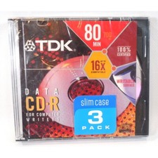 TDK DATA CD-R Compact Data Discs 80-minute 700MB BRAND NEW FACTORY SEALED 3 PACK picture