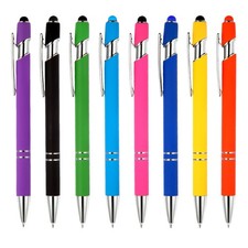 Metal Stylus Ballpoint Pens Black Ink 1.0mm Touch Screens Writing Devices 8 Pack picture