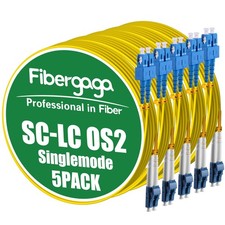 Fibergaga® OS2 LC to SC Fiber Patch Cable, Multimode, 15M(50ft), 5Pack | Mult... picture