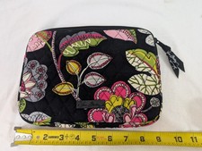 Vera Bradley Quilted E-Reader Tablet Sleeve Pouch Case Black Pink Floral Zip picture