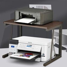 2Tier Desktop Printer Stand Storage Shelf Organizer Heavy Duty Wood Metal picture