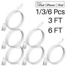 For iPhone 13 12 11 XS XR X 8 7 6 Lot USB Charging Cable 3/6Ft Adapter Data Cord picture