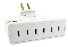 2 Prong 3 Outlet Swivel Tap AC Electric Adapter 3-Way Wall Plug Power Splitter picture