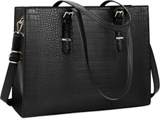 Elegant Crocodile Leather Laptop Bag for Women - 15.6