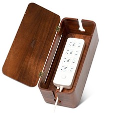 1 PCS Large Acacia Wood Cable Management Box Cord Hider Organizer TV Wires picture