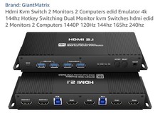 Hdmi Kvm Switch 2 Monitors 4 Computers 4K 60Hz EDID Emulator Hotkey Switching  picture