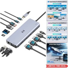 13 in 1 USB C Docking Station Dual HDMI 8K DisplayPort VGA 100W PD Charging picture