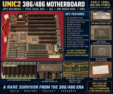 Vintage UNIC2 386 486 Motherboard OPTi 82C495SX VLB ISA AMI BIOS RAM 1993 picture
