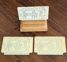 Vintage Lot of 3 Auto Track Timing Circuit Boards w/Wood Holder 81755 PCB0029-9 picture