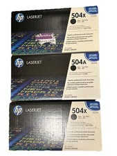HP 504X & 504A  Lot Of 3 Black Toner X CP3525, CM3530 picture