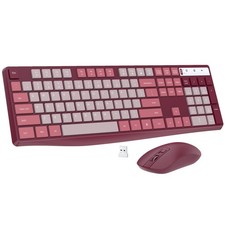 1 Pack Wireless Keyboard Mouse Combo, Rose, 2.4G Full-Sized, 3 DPI, Quiet picture