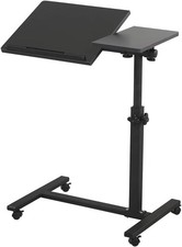 TigerDad Overbed Bedside Desk Mobile Rolling Laptop Stand Tilting Overbed Tab... picture