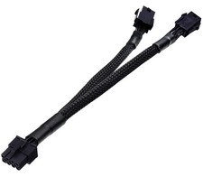 Dual 6 Pin Female to 8 Pin Male GPU Power Adapter Cable Braided Sleeved 9 Inches picture