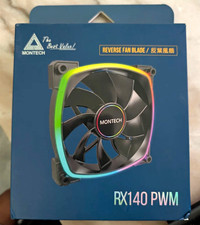 MONTECH RX140 PWM 140mm ARGB PWM Reverse Blade Case Fan 4-Pin Black picture
