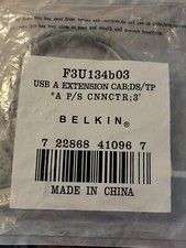 Belkin F3U134B03 3ft Male USB to Female USB Data Ext Cable M-F NEW LOT OF 2 picture