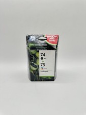 2x New EXPIRED Genuine - HP 74 + 75 Ink Cartridge Combo Pack - Black - Tri-Color picture