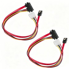 2-Pack 22Pin SATA 7+15 Combo Data and Power Extension Cable for HDD SSD picture