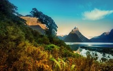 Landscape nature morning mountains fjord snowy peak Custom Gaming Mat Desk picture
