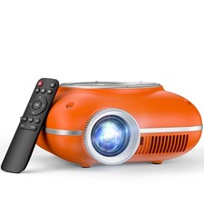 HOMPOW Mini Projector with Two -Way 4.9 Inch x x 2.1 Inch, Orange picture