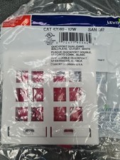 (2) Leviton 42080-12W Quickport Wallplate, Dual Gang, 12-Port, White, UNOPENED picture