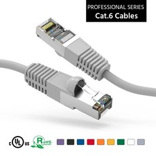 5 Pack of 50Ft CAT6 Shielded (SSTP) Ethernet Network Booted Cable 25-200 Feet Gr picture