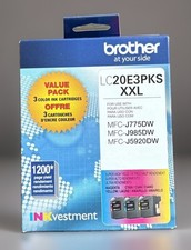 BROTHER - LC20E3PKS - SUPER HIGH CAP XXL - Cyan/Magenta/Yellow Ink - Exp. 11/27 picture