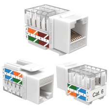 100 Pack Cat6 45° Angled Keystone Jack RJ45 110 Punchdown 8P8C White Ethernet picture