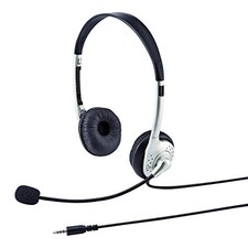 Sanwa Supply Tablet Headset 3.5mm Mini Plug 4-pole Dual Ear Type Silver picture