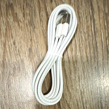 White Braided USB-A Male to USB-C Male Charging Cable, Less Than 10ft picture