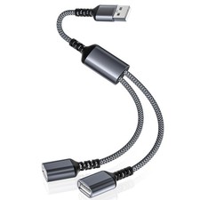 USB Splitter 1FT, Y Cable,1 in 2 Out Dual Port Extender Hub, USB Male to Double picture