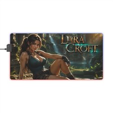 Lara Croft RGB Playmat LED Desk Pad Gaming Mouse Mat Keyboard Setup Decor picture