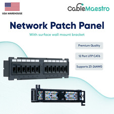 Mini Patch Panel UTP 12 Port CAT6 RJ45 110 Network Surface Wall Mount Bracket picture