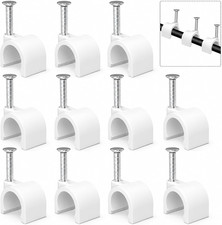 100Pcs 10mm Nail Cable Clips Wire Holders Cord Organizer Coax Ethernet Clips picture
